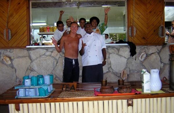 Embracing the Bula spirit on Beachcomber Island, Fiji.