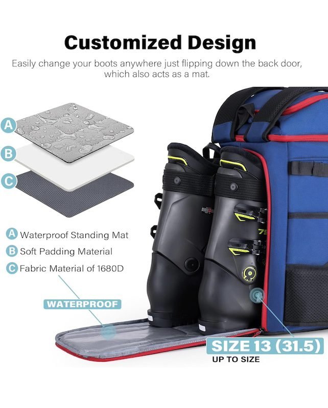 Interior view of the GoHimal boot and gear backpack
