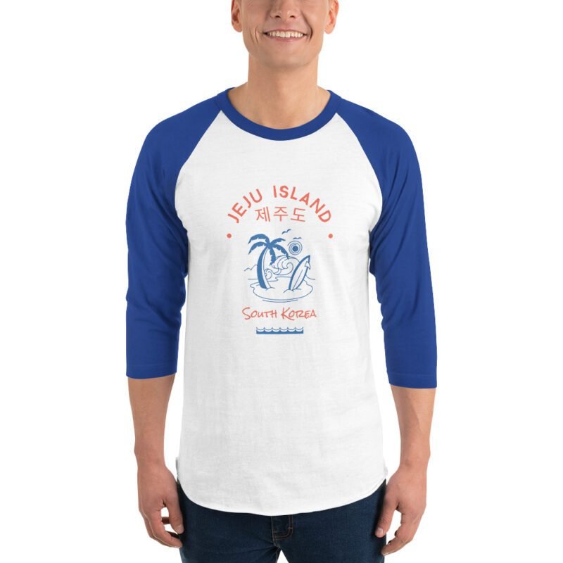 Jeju Island, South Korea, 3/4 Sleeve Shirt - English and Hangul text