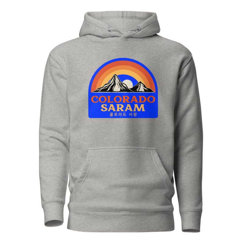 Colorado Saram Mountain Rainbow with Hangul text unisex hoodie