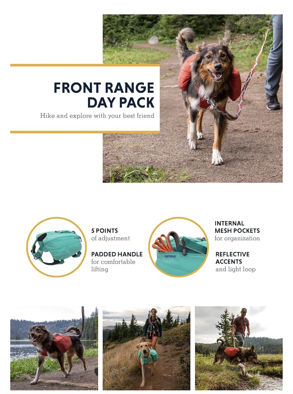 Ruffwear Front Range Dog Day Pack leash attachment points
