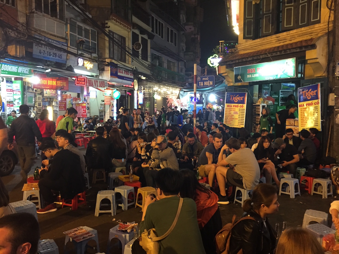 A crowded scene on Hanoi's famous Beer Street. 