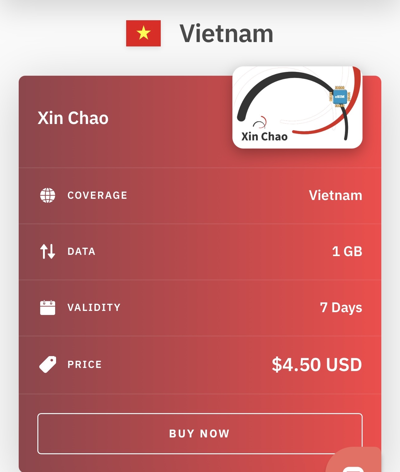 Airalo - Vietnam 1 GB plan