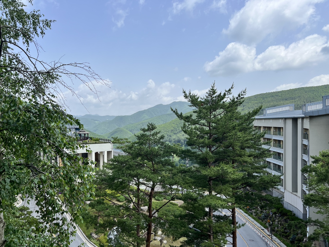 The summer view from Hill Condo balcony at High 1 Resort. 