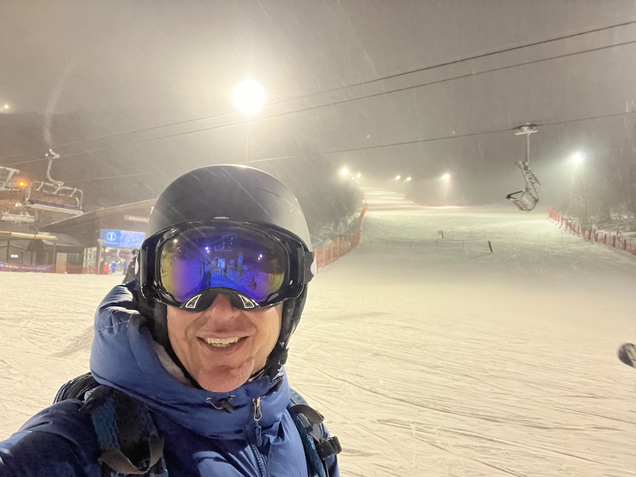 Night skiing at High 1 Resort in South Korea.