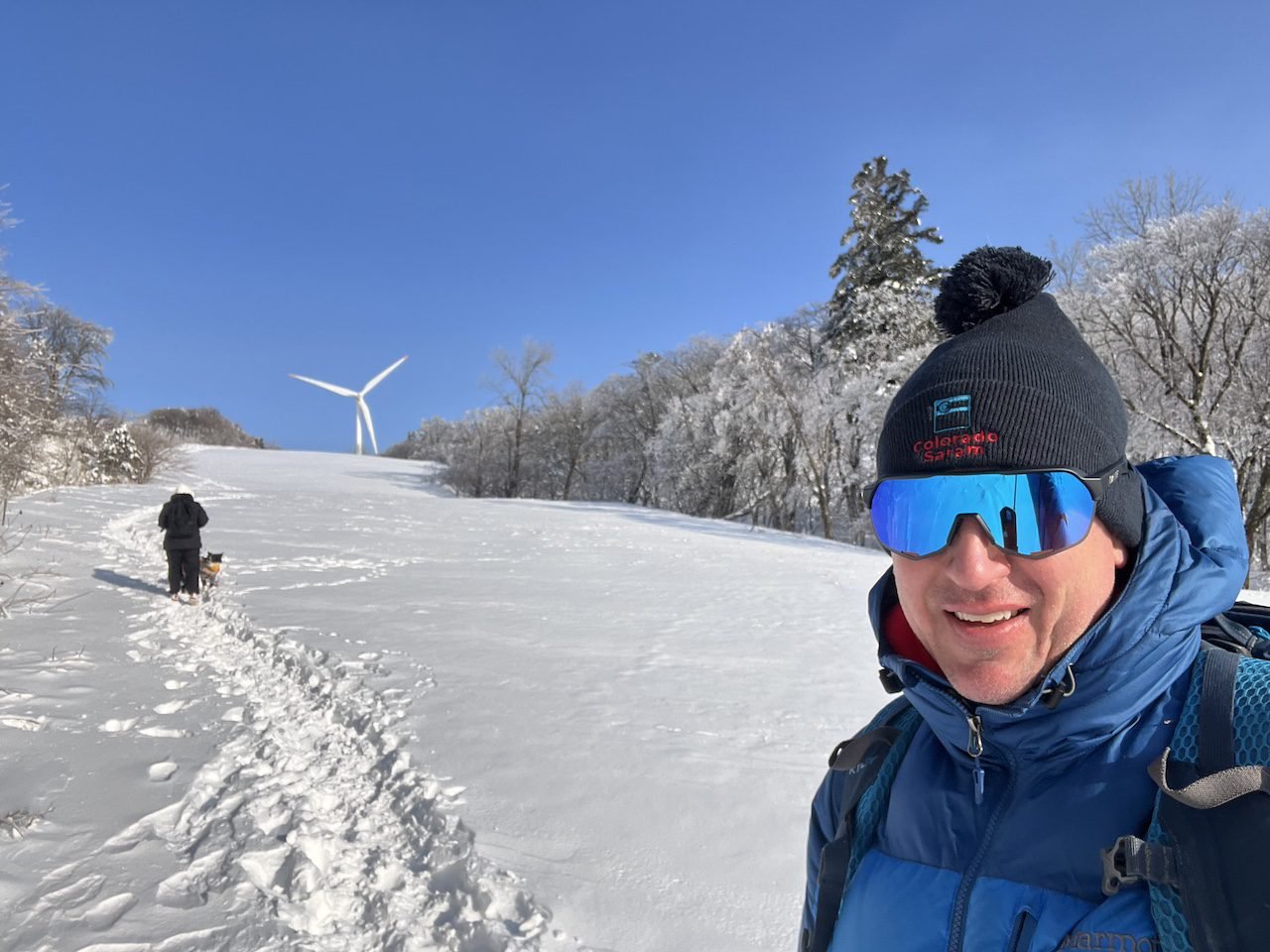 Winter trekking through snow at the Han Neul Sky Ranch (하늘목장) in Gangwon-Do, South Korea.