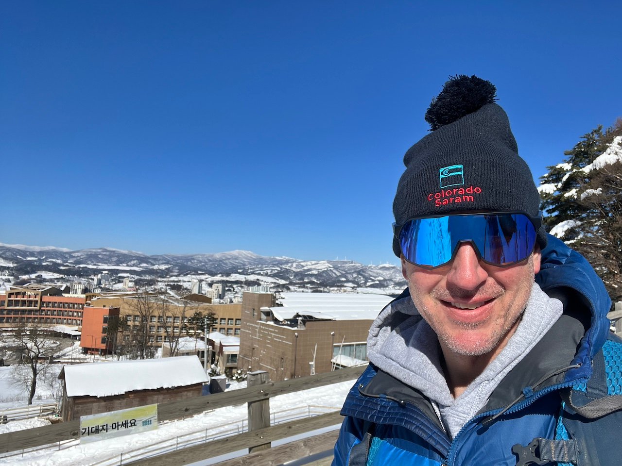 The Ramada Hotel is adjacent to the Pure Sheep Ranch, pictured behind me from the Ranch. 