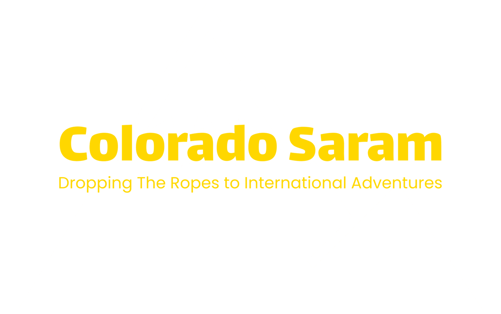 Mobile version of the Colorado Saram logo featuring the blog name and slogan in Colorado flag yellow, with a white mountain icon. Represents the fusion of Colorado lifestyle and international adventure travel.