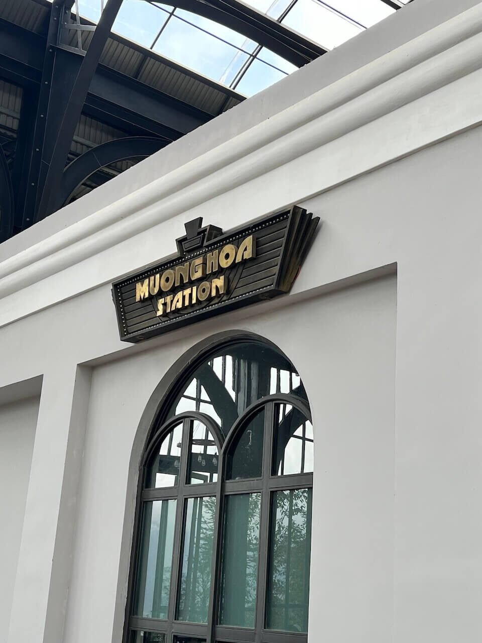 Muong Hoa Station sign marking the funicular terminal at the end of the Sapa to Fansipan route